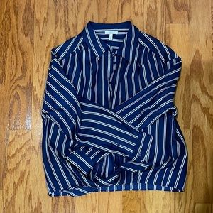 JOIE Striped Navy Silk Shirt